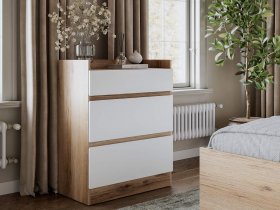 Комод 3 ящика Брауни (дуб делано/белый) в Чулыме - chulym.mebel-nsk.ru | фото