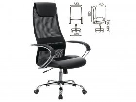 Кресло офисное BRABIX PREMIUM Stalker EX-608 CH, хром, ткань-сетка/кожзам, черное в Чулыме - chulym.mebel-nsk.ru | фото