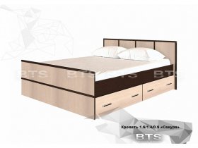 Кровать двуспальная с ящиками 1,4м Сакура (BTS) в Чулыме - chulym.mebel-nsk.ru | фото