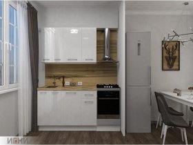 Кухонный гарнитур МДФ Выгодно и точка 1,5 м (белый глянец) в Чулыме - chulym.mebel-nsk.ru | фото