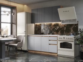 Кухонный гарнитур Ника 1,6 м (графит/серый софт) в Чулыме - chulym.mebel-nsk.ru | фото