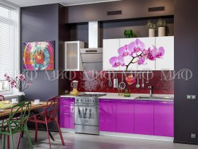 Кухонный гарнитур Орхидея (фиолетовый) в Чулыме - chulym.mebel-nsk.ru | фото