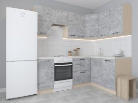 Модульная угловая кухня 1,4м*2,1м Лада (цемент) в Чулыме - chulym.mebel-nsk.ru | фото