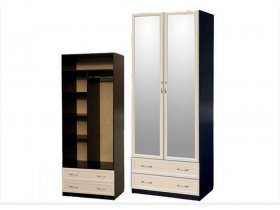 Шкаф двухстворчатый с ящиками с 2-мя зеркалами  (профиль МДФ) в Чулыме - chulym.mebel-nsk.ru | фото