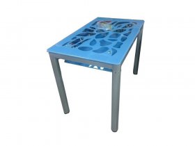 Стол обеденный В 828-2 (стекло голубое) в Чулыме - chulym.mebel-nsk.ru | фото
