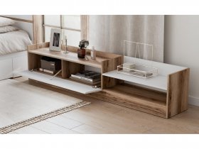 Тумба под ТВ Брауни (дуб делано/белый) в Чулыме - chulym.mebel-nsk.ru | фото